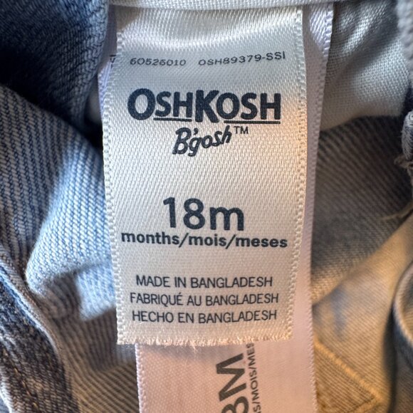 Osh Kosh B'Gosh Vestbak Denim Overalls Girls Size 18mos Pink Heart Print - Picture 7 of 9